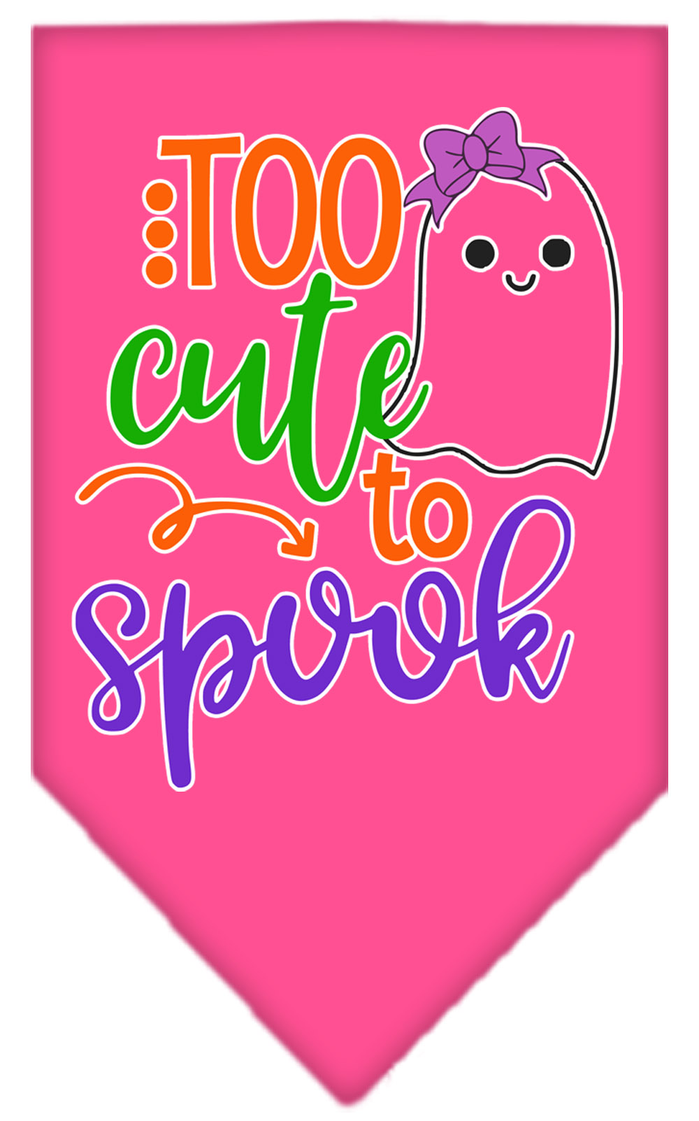 Too Cute to Spook-Girly Ghost Screen Print Bandana Bright Pink Small